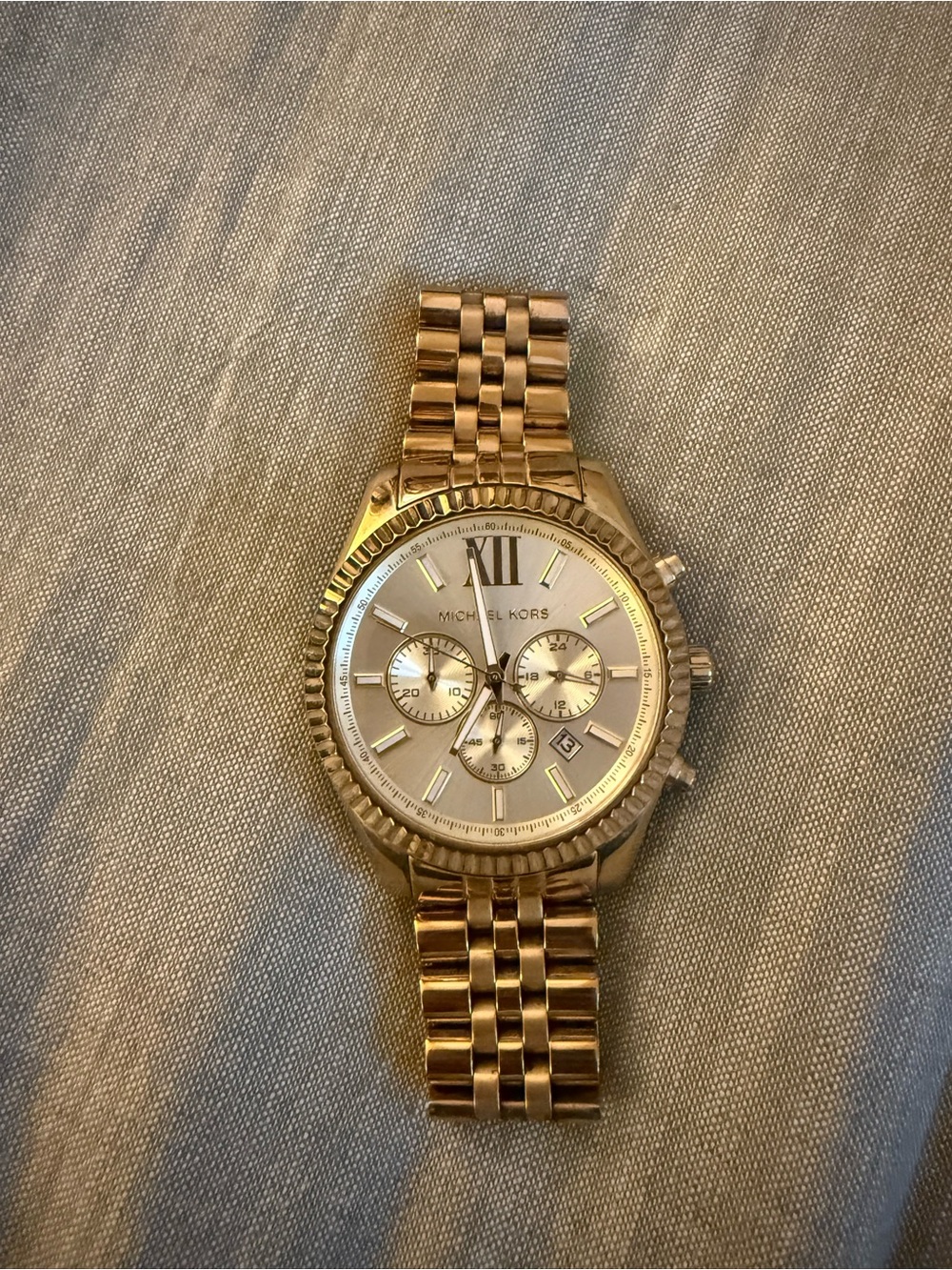 Michael Kors Rose Gold Chronograph Watch with Link Bracelet